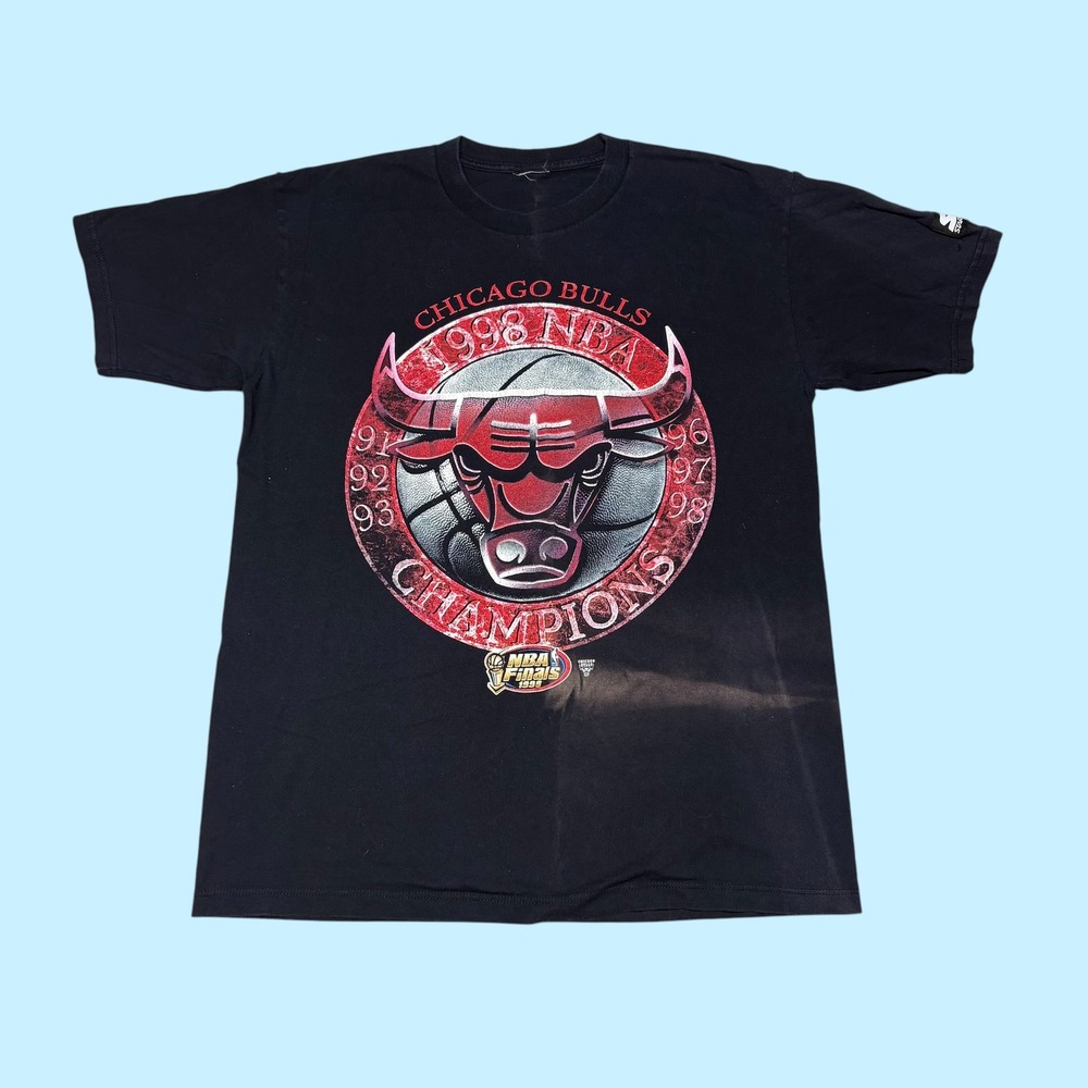 Vintage Starter Chicago Bulls 1998 NBA Champions T-Shirt Black Mens Large